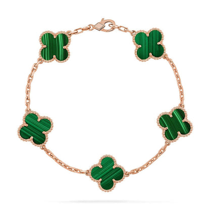 [Royal&Vicky]LUCKY CLOVER 5-MOTIF BRACELET - MALACHITE COLLECTION