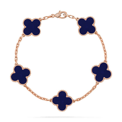 [Royal&Vicky]LUCKY CLOVER 5-MOTIF BRACELET - LAPIS LAZULI COLLECTION