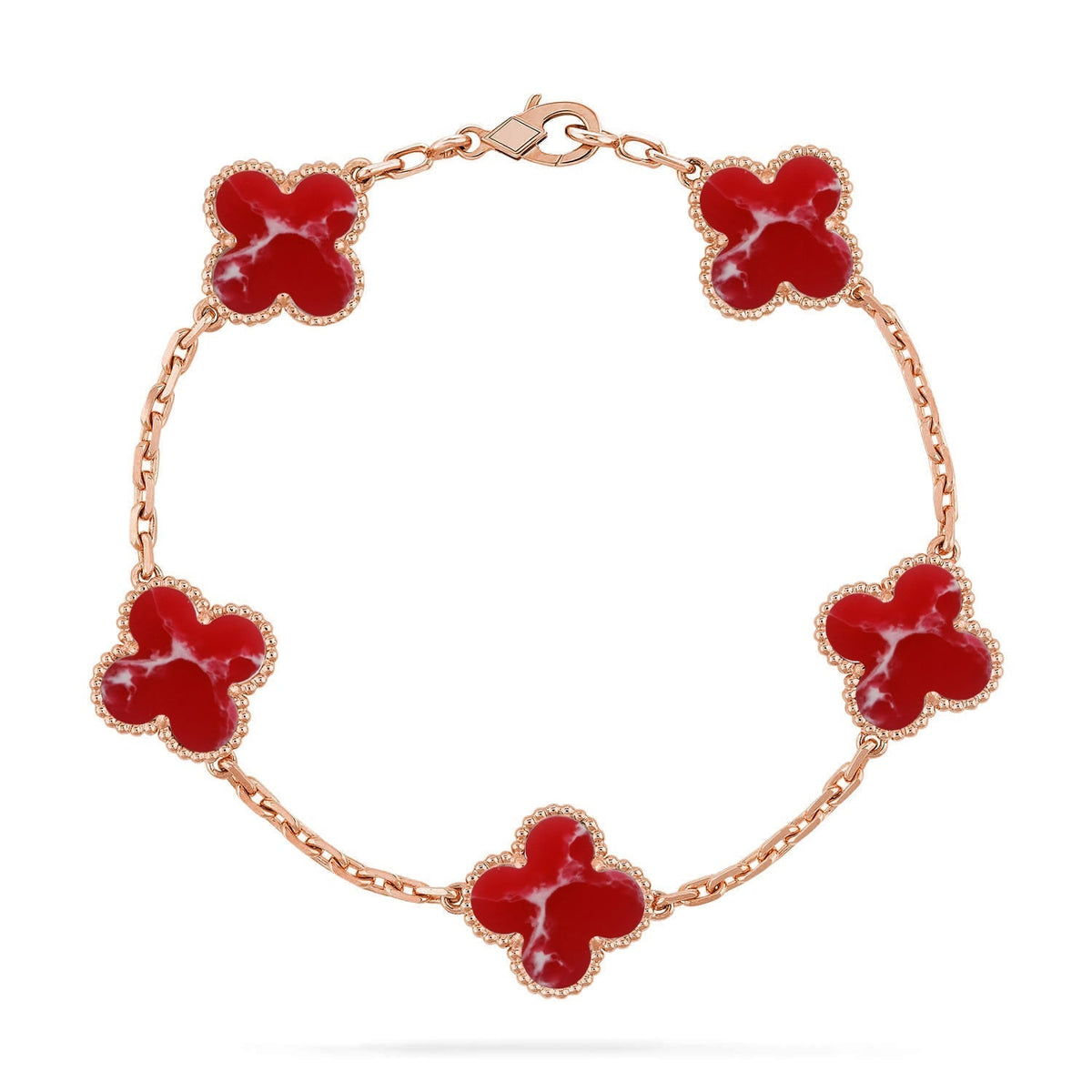 [Royal&Vicky]LUCKY CLOVER 5-MOTIF BRACELET - RED LARIMAR COLLECTION
