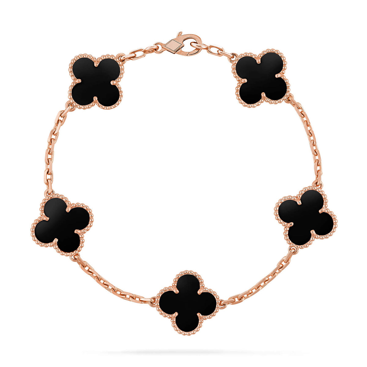 [Royal&Vicky]LUCKY CLOVER 5-MOTIF BRACELET - BLACK OXNY COLLECTION