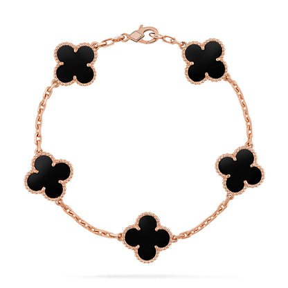 [Royal&Vicky]LUCKY CLOVER 5-MOTIF BRACELET - BLACK OXNY COLLECTION