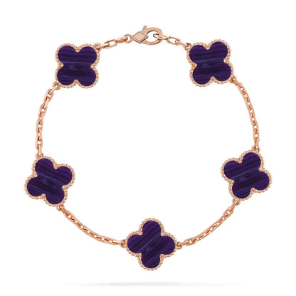 [Royal&Vicky]LUCKY CLOVER 5-MOTIF BRACELET - CHAROITE COLLECTION