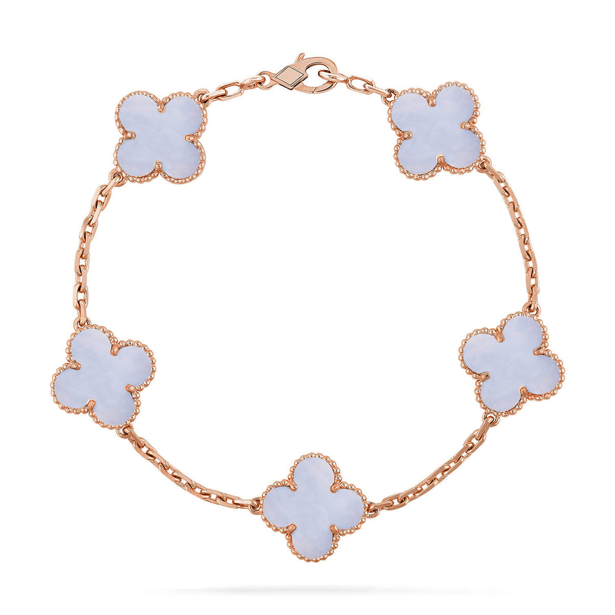 [Royal&Vicky]LUCKY CLOVER 5-MOTIF BRACELET - PURPLE CHALCEDONY COLLECTION