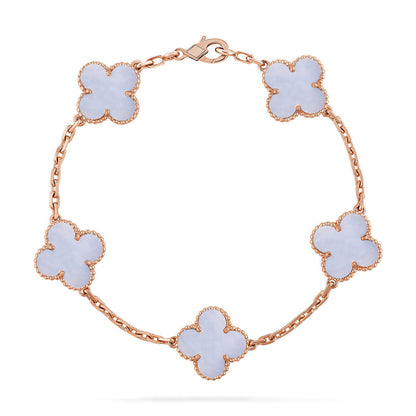 [Royal&Vicky]LUCKY CLOVER 5-MOTIF BRACELET - PURPLE CHALCEDONY COLLECTION