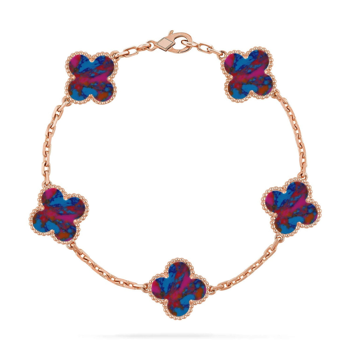 [Royal&Vicky]LUCKY CLOVER 5-MOTIF BRACELET - MULTI-GEM COLLECTION