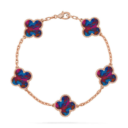 [Royal&Vicky]LUCKY CLOVER 5-MOTIF BRACELET - MULTI-GEM COLLECTION
