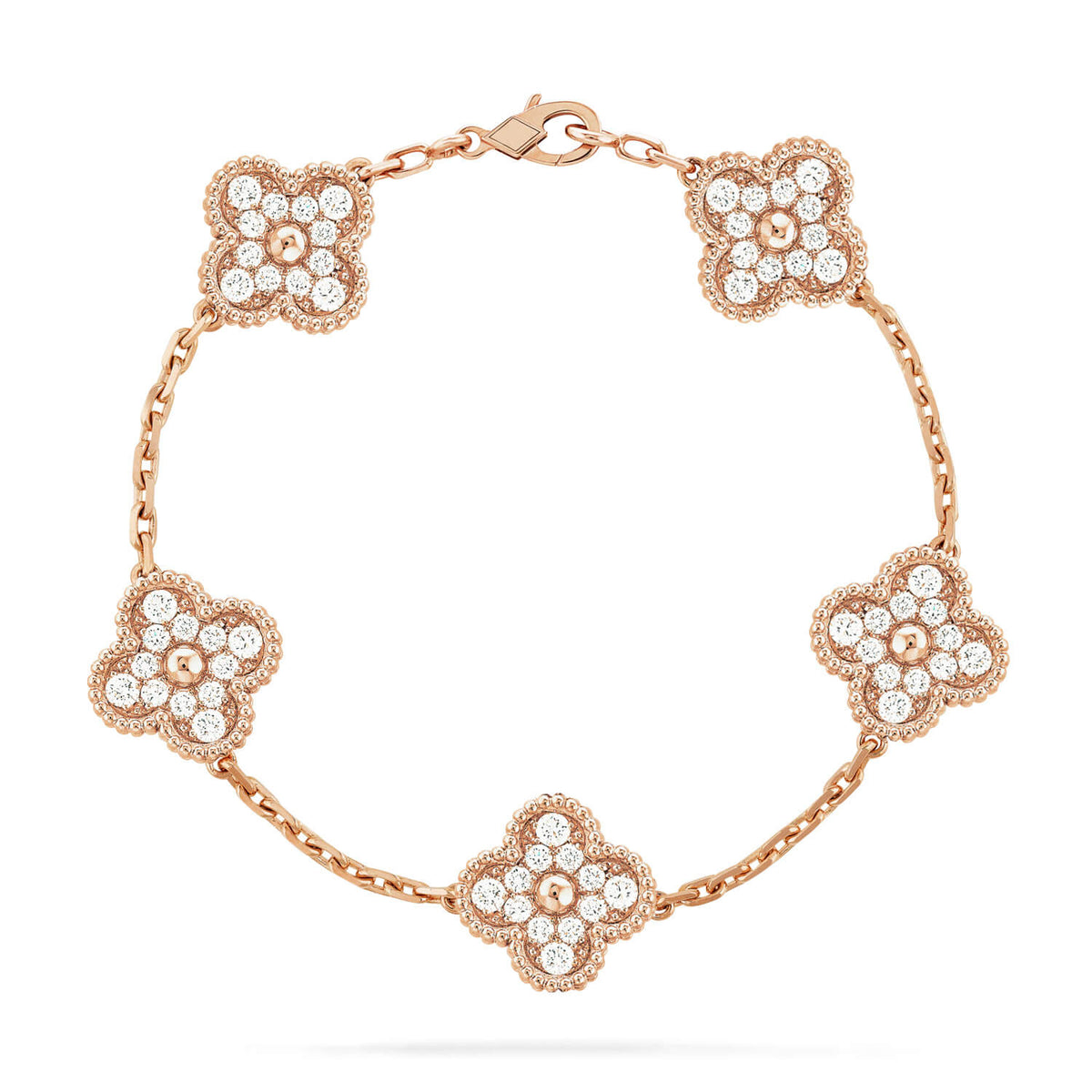 [Royal&Vicky]LUCKY CLOVER 5-MOTIF BRACELET - FULL-DIAMOND