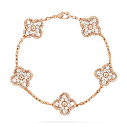 [Royal&Vicky]LUCKY CLOVER 5-MOTIF BRACELET - FULL-DIAMOND
