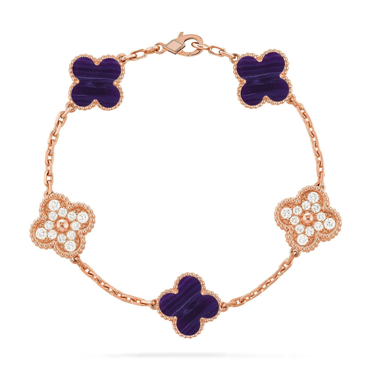 [Royal&Vicky]LUCKY CLOVER 5-MOTIF BRACELET - CHAROITE COLLECTION