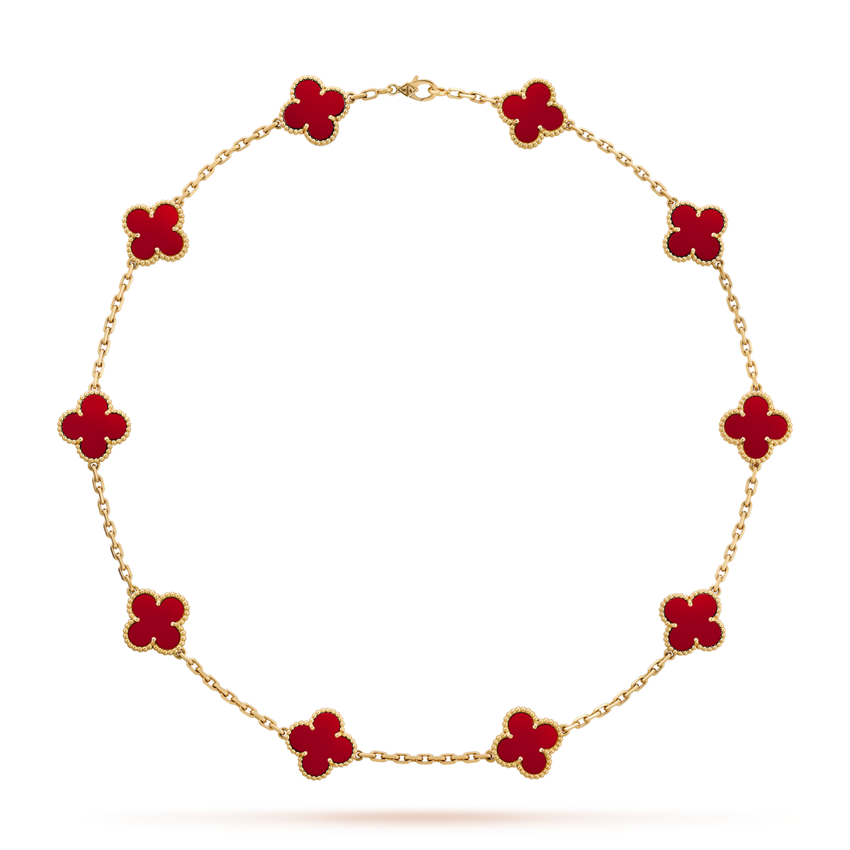 [Royal&Vicky]CLOVER 10 MOTIFS CARNELIAN NECKLACE