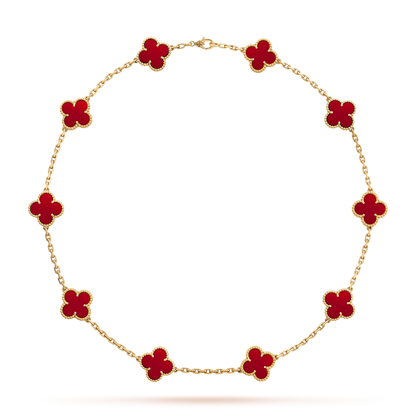 [Royal&Vicky]CLOVER 10 MOTIFS CARNELIAN NECKLACE