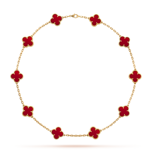 [Royal&Vicky]CLOVER 10 MOTIFS CARNELIAN NECKLACE