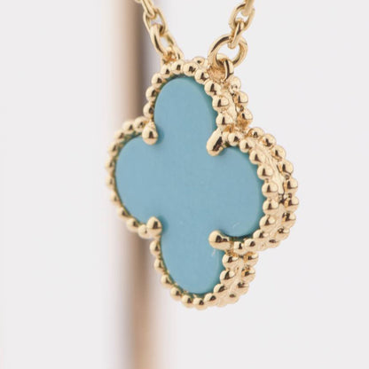 [Royal&Vicky]CLOVER 15MM VINTAGE TURQUOISE NECKLACE