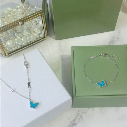 [Royal&Vicky]BUTTERFLY TURQUOISE BUTTERFLY BRACELET SILVER