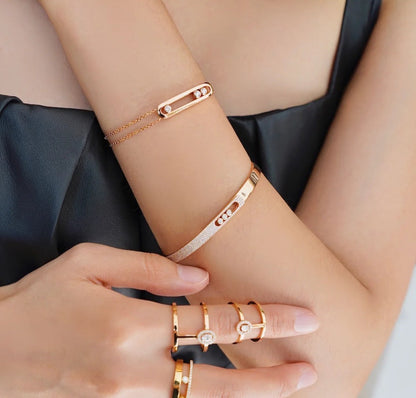 [Royal&Vicky]Move Noa Rose Gold Pavé Diamond Bangle Bracelet