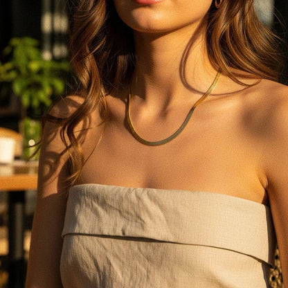 [Royal&Vicky]Elysian Gold Herringbone Necklace