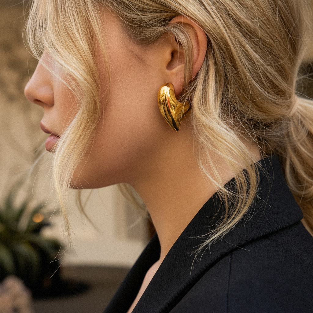 [Royal&Vicky] Aimee klobige Herzohrringe Gold