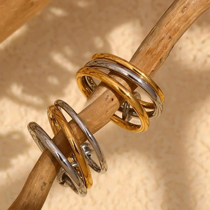 [Royal&Vicky]Jessica Two-Tone Ring Stack