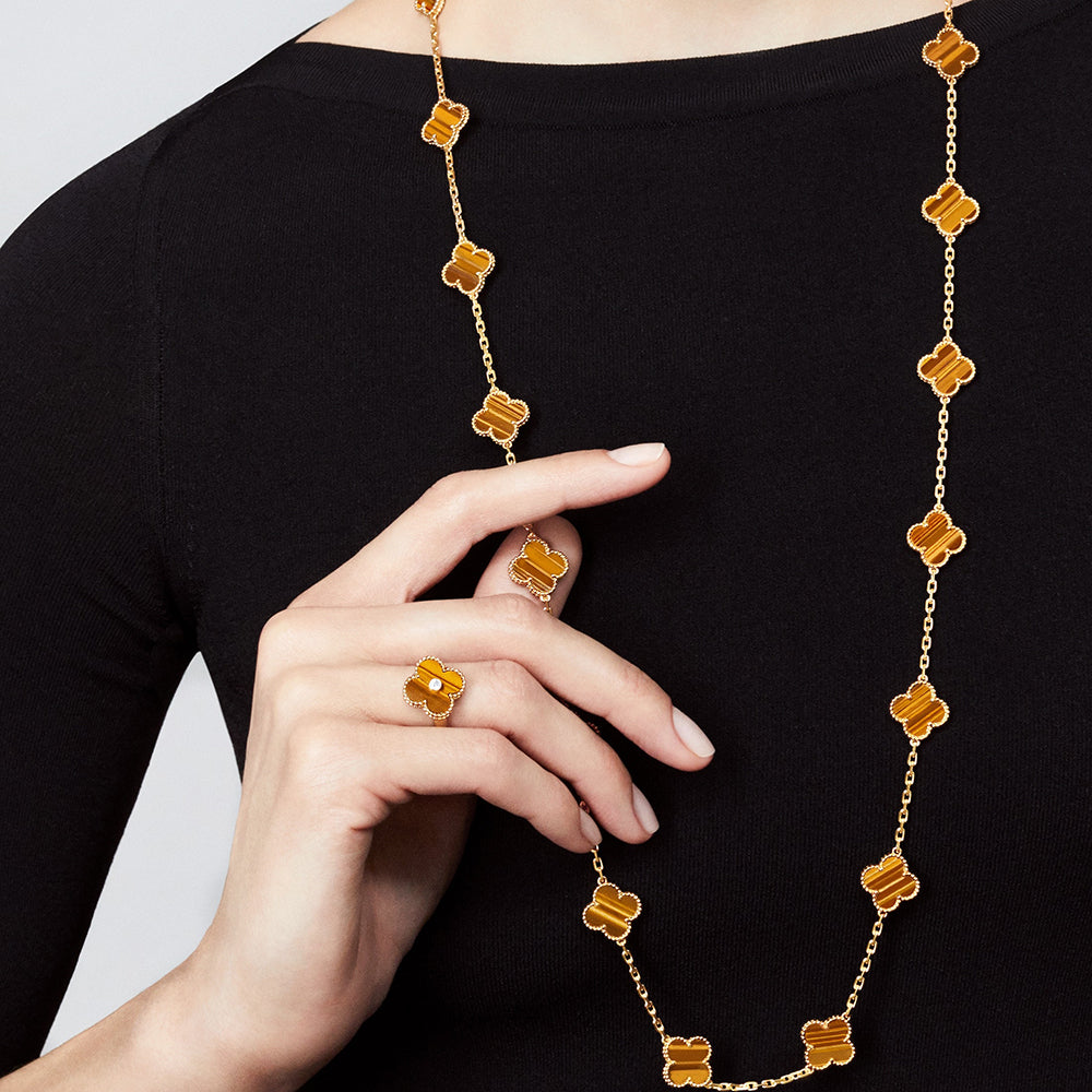 [Royal&Vicky]CLOVER 20 MOTIFS TIGER EYE ROSE GOLD