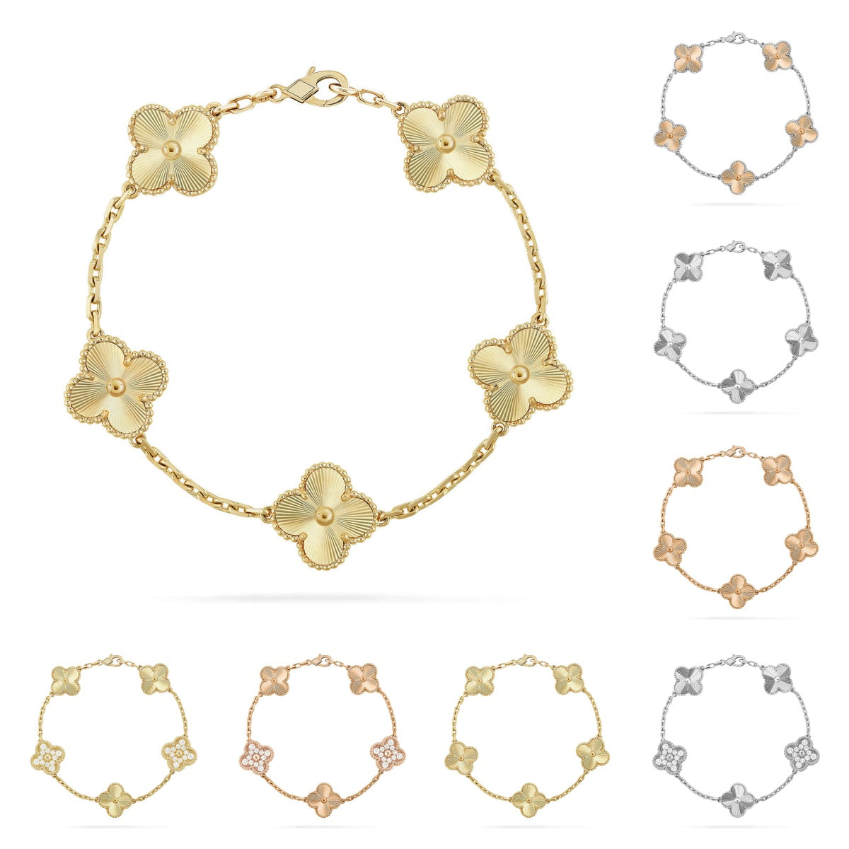 [Royal&Vicky]LUCKY CLOVER 5-MOTIF BRACELET - LASER COLLECTION