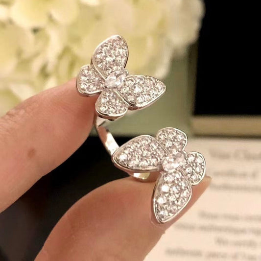 [Royal&Vicky]TWIN SILVER BUTTERFLY DIAMOND RING