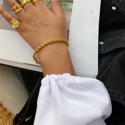 [Royal&Vicky]Gigi Rope Chain Gold Bracelet