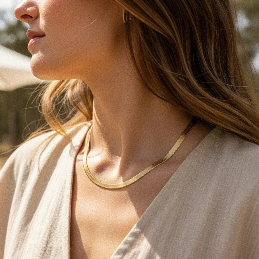 [Royal&Vicky]Elysian Gold Herringbone Necklace
