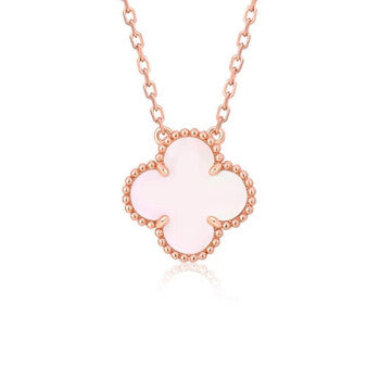 [Royal&Vicky]CLOVER 15MM PINK MOTHER-OF-PEARL SINGLE FLOWER NECKLACE