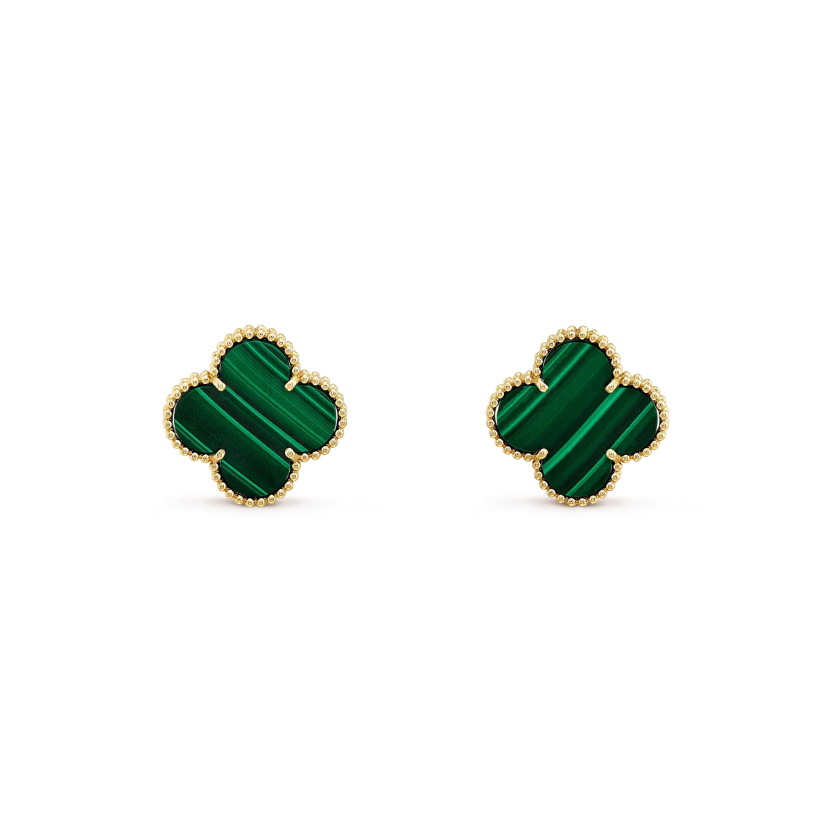 [Royal&Vicky]CLOVER MINI 9.5MM MALACHITE  EARRINGS