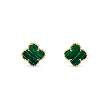 [Royal&Vicky]CLOVER MINI 9.5MM MALACHITE  EARRINGS