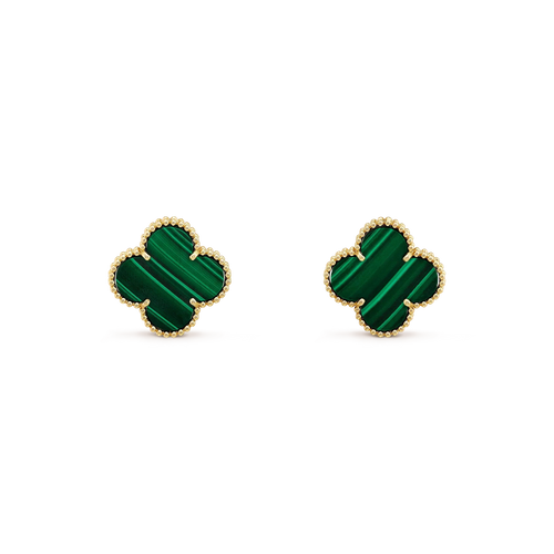 [Royal&Vicky]CLOVER MINI 9.5MM MALACHITE  EARRINGS