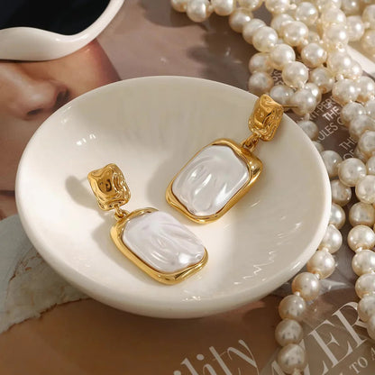 [Royal&Vicky]Brittany Freshwater Pearl Slate Earrings