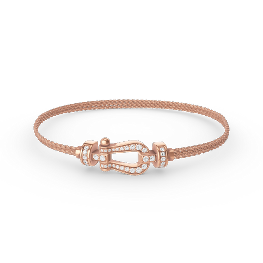[Royal&Vicky]FORCE SMALL HORSESHOE  DIAMOND CHAIN ROPE BRACELET
