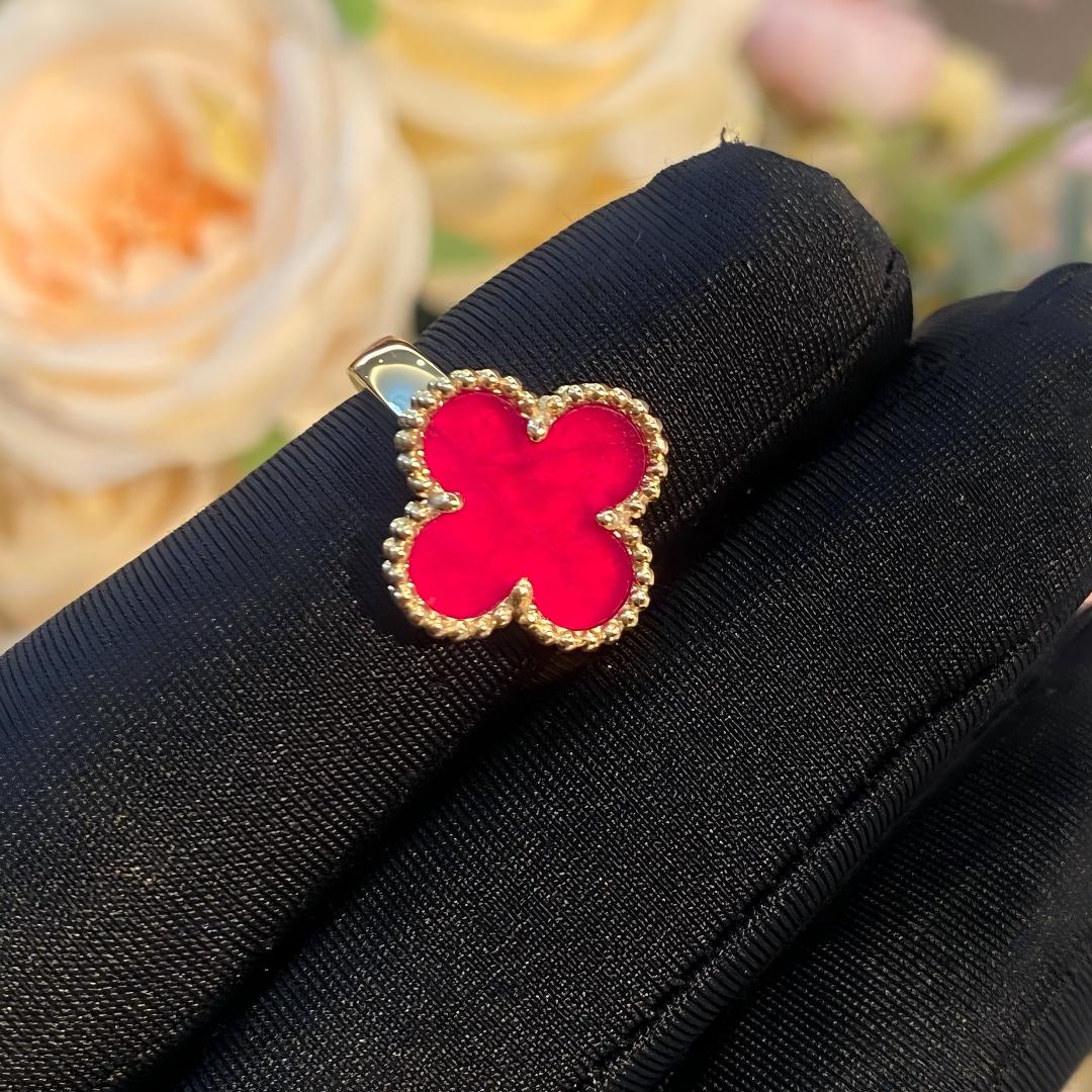 [Royal&Vicky]NEW CLOVER PINK ENAMEL RINGS