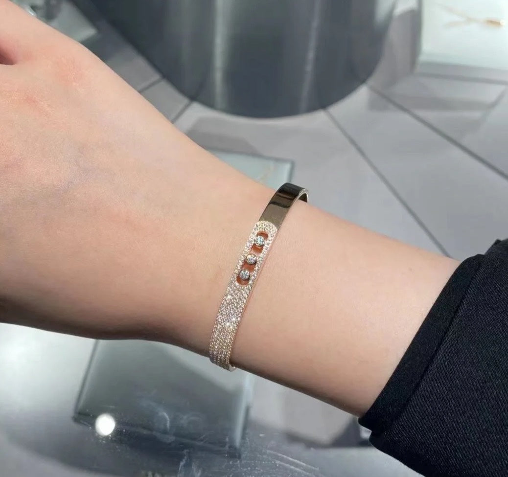 [Royal&Vicky]Move Noa Rose Gold Pavé Diamond Bangle Bracelet