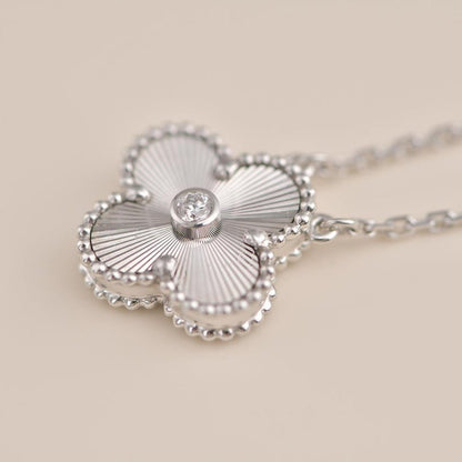 [Royal&Vicky]CLOVER  15MM DIAMOND LASER NECKLACE SILVER