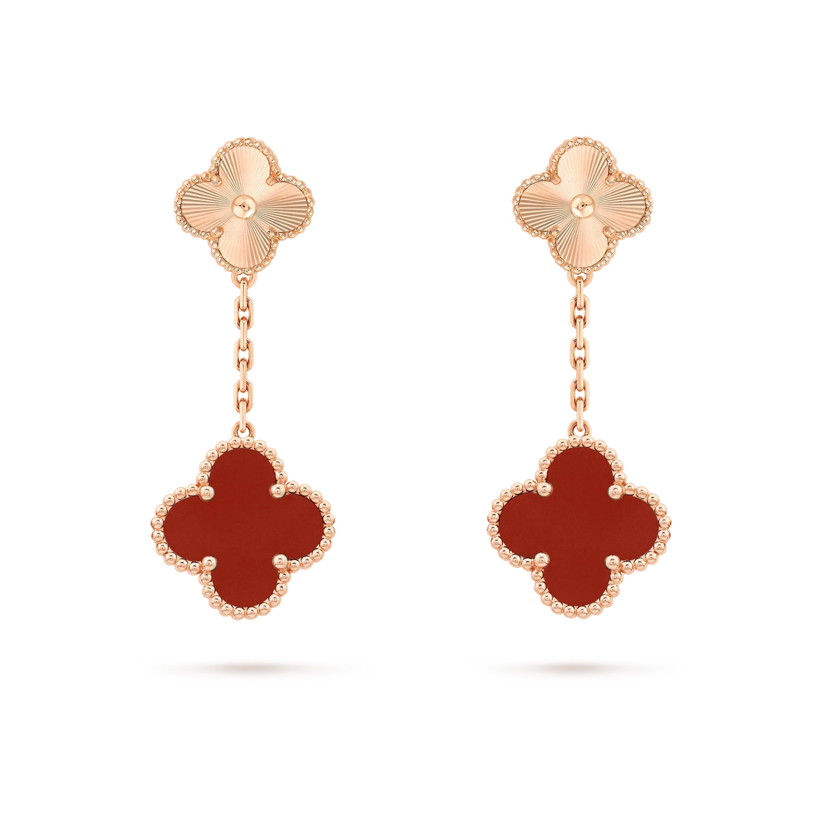 [Royal&Vicky]CLOVER 2 MOTIF  LASER CARNELIAN EARRINGS