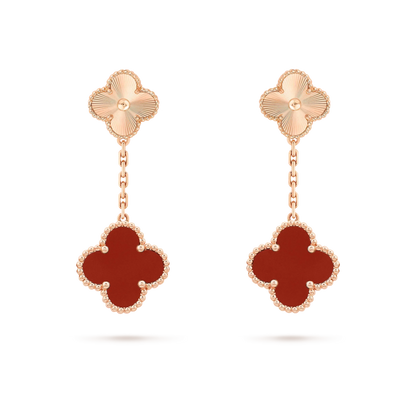 [Royal&Vicky]CLOVER 2 MOTIF  LASER CARNELIAN EARRINGS