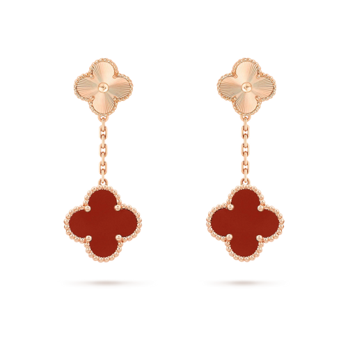 [Royal&Vicky]CLOVER 2 MOTIF  LASER CARNELIAN EARRINGS