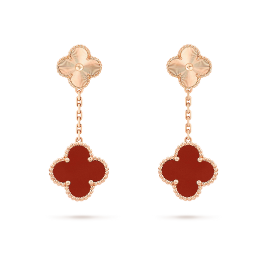 [Royal&Vicky]CLOVER 2 MOTIF  LASER CARNELIAN EARRINGS