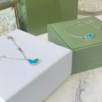 [Royal&Vicky]BUTTERFLY TURQUOISE BUTTERFLY BRACELET SILVER