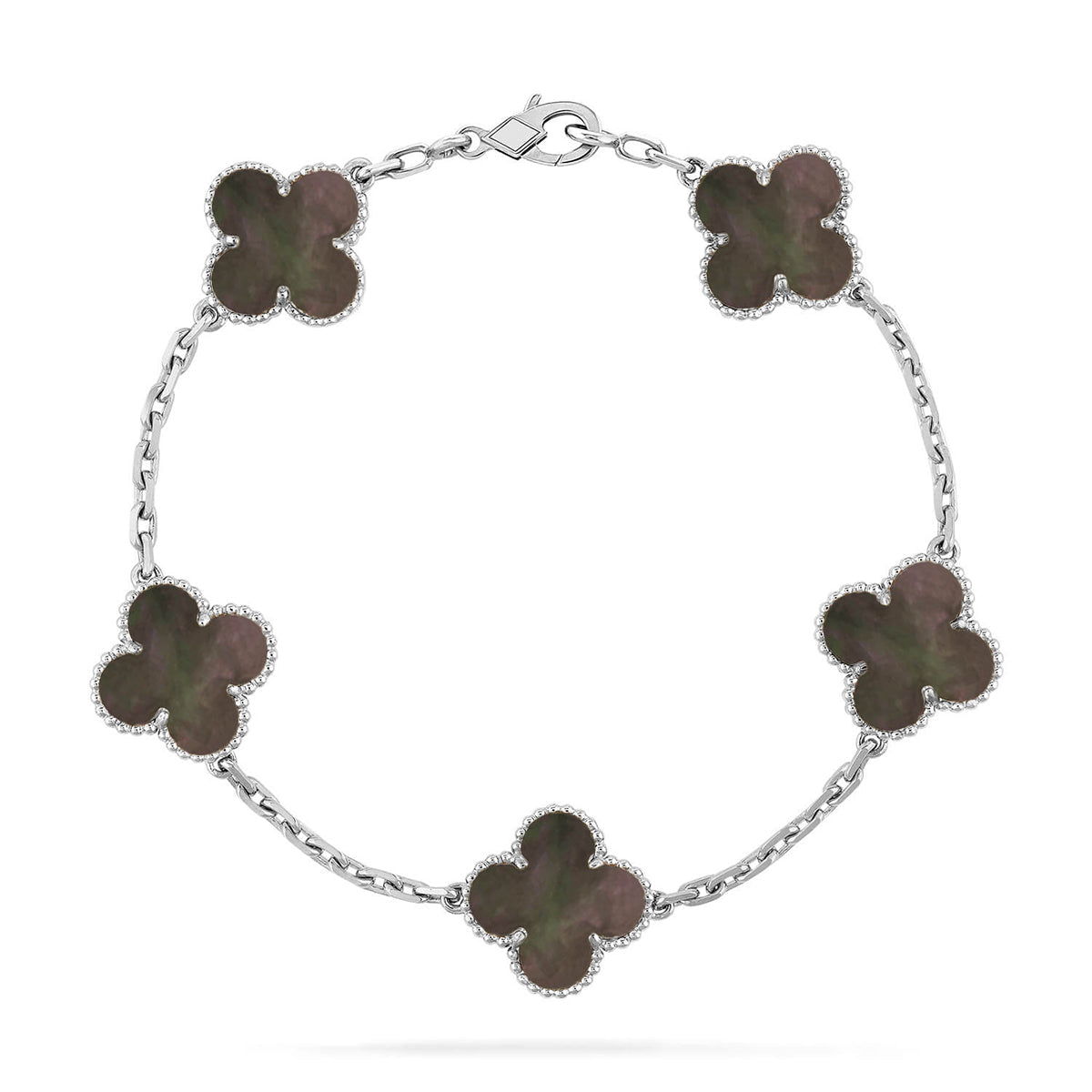 [Royal&Vicky]LUCKY CLOVER 5-MOTIF BRACELET - GREY MOTHER-OF-PEARL COLLECTION