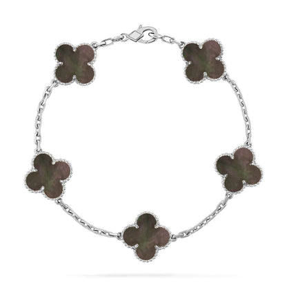 [Royal&Vicky]LUCKY CLOVER 5-MOTIF BRACELET - GREY MOTHER-OF-PEARL COLLECTION