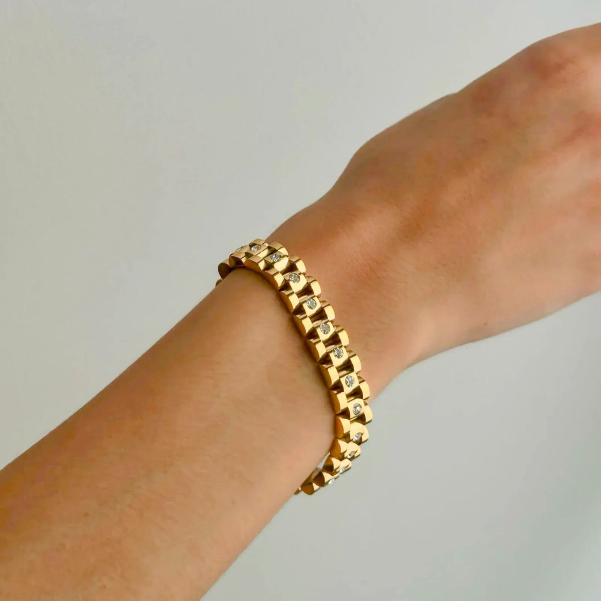[Royal&Vicky]Gold Watchband Bracelet