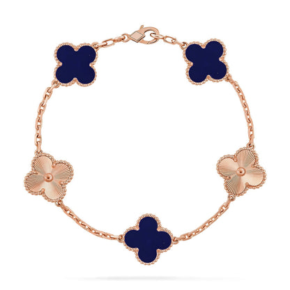 [Royal&Vicky]LUCKY CLOVER 5-MOTIF BRACELET - LAPIS LAZULI COLLECTION