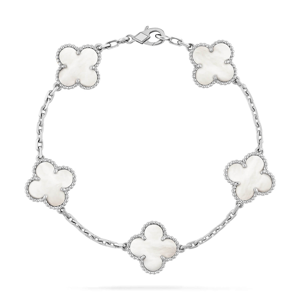 [Royal&Vicky]LUCKY CLOVER 5-MOTIF BRACELET - WHITE MOTHER-OF-PEARL COLLECTION