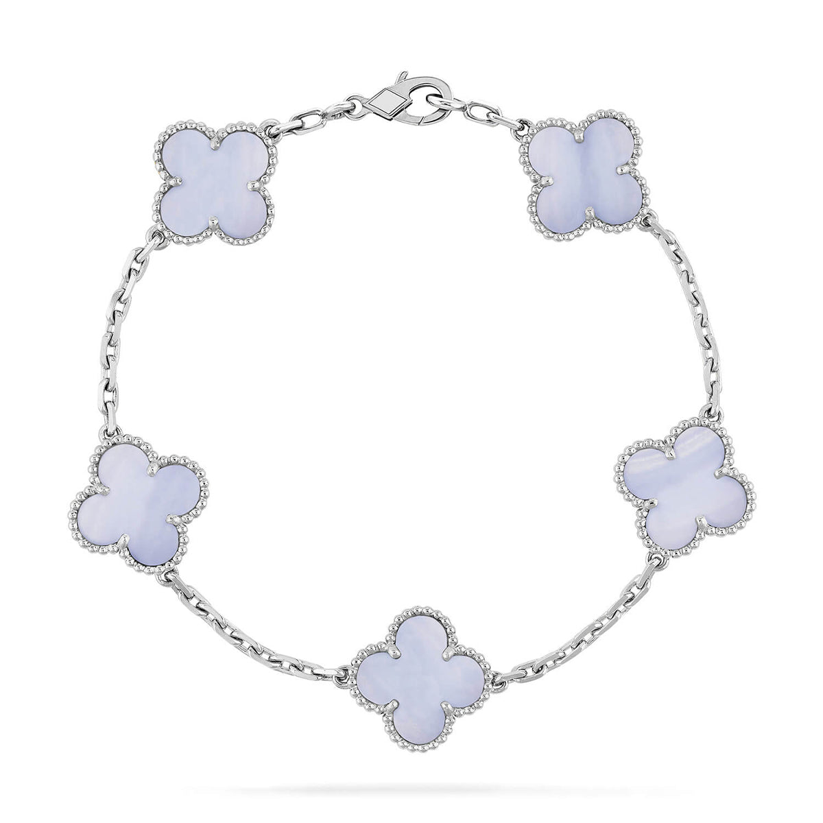 [Royal&Vicky]LUCKY CLOVER 5-MOTIF BRACELET - PURPLE CHALCEDONY COLLECTION