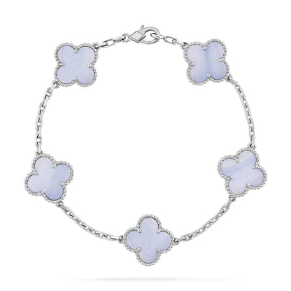 [Royal&Vicky]LUCKY CLOVER 5-MOTIF BRACELET - PURPLE CHALCEDONY COLLECTION