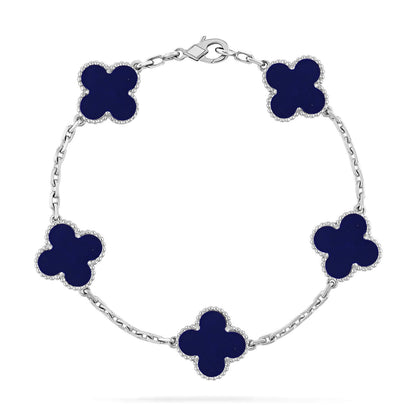 [Royal&Vicky]LUCKY CLOVER 5-MOTIF BRACELET - LAPIS LAZULI COLLECTION