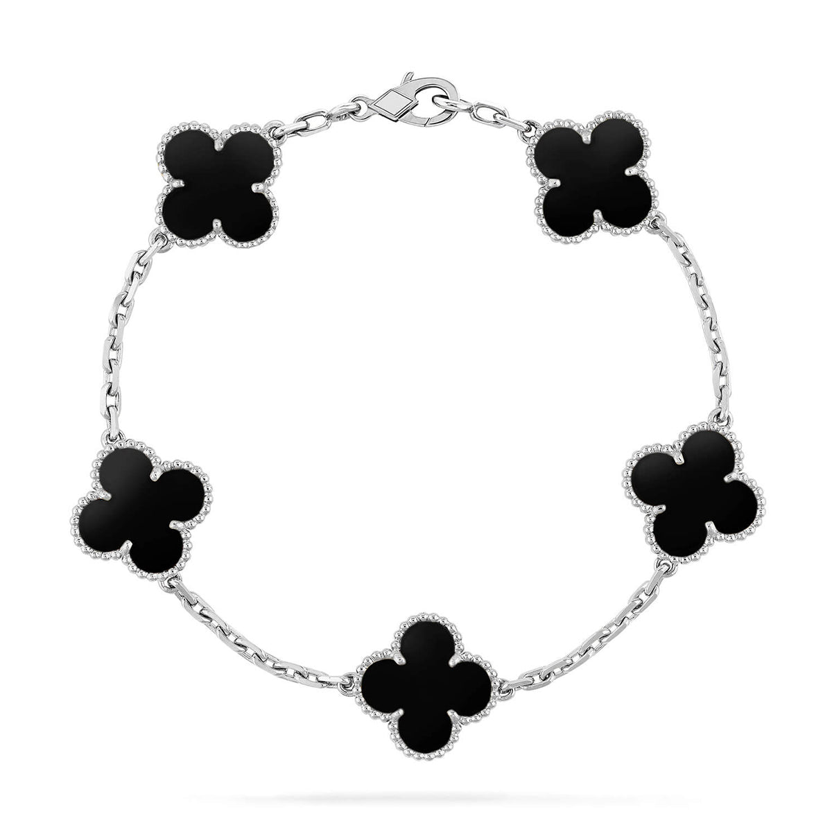 [Royal&Vicky]LUCKY CLOVER 5-MOTIF BRACELET - BLACK OXNY COLLECTION